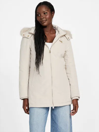 Guess Factory Sammy Hooded Faux-fur Jacket In Multi