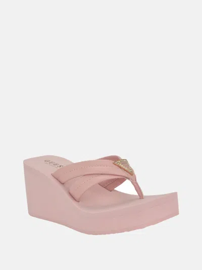 Guess Factory Sarlow Logo Platform Sandals In Gold