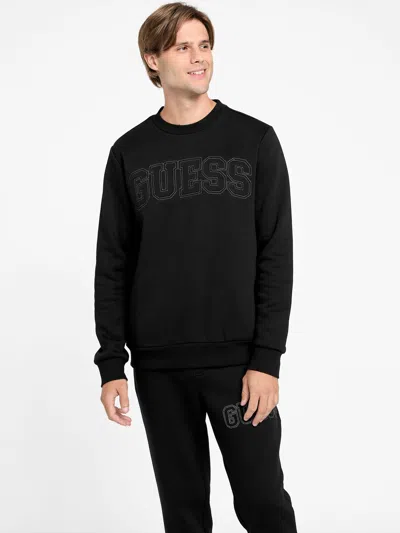 Guess Factory Saul Logo Crewneck Pullover In Black