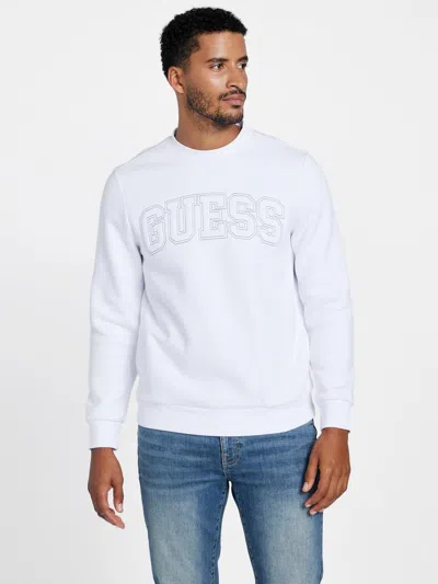 Guess Factory Saul Logo Crewneck Pullover In White