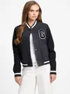 Guess Factory Savanna Varsity Denim Jacket In Black