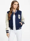 Guess Factory Savanna Varsity Jacket In Blue