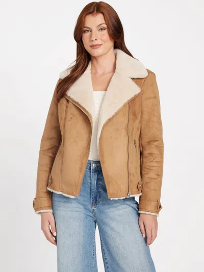 Guess Factory Savine Shearling Jacket In Multi