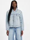 Guess Factory Seri Zip Denim Jacket In Blue