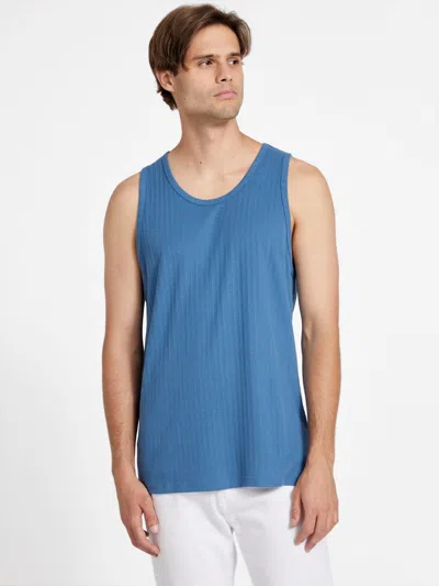 Guess Factory Seth Pointelle Tank In Blue