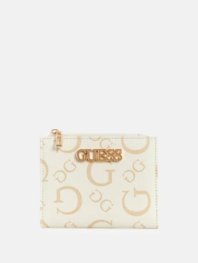 Guess Factory Shaela Logo Small Snap Wallet In White