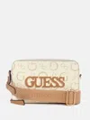 Guess Factory Shaela Logo Top Zip Crossbody In White