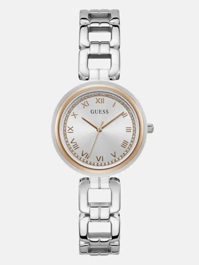 Guess Factory Silver And Rose Gold-tone Analog Watch