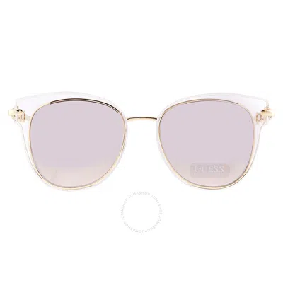 Guess Factory Silver Cat Eye Ladies Sunglasses Gf0343 28u 53 In Gold / Silver