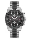 Guess Factory Silver-tone And Black Chronograph Watch In Silver