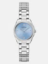 Guess Factory Silver-tone And Blue Analog Watch In Silver
