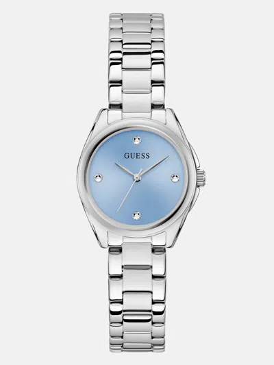 Guess Factory Silver-tone And Blue Analog Watch