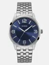 Guess Factory Silver-tone And Blue Analog Watch In Multi