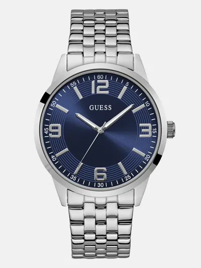 Guess Factory Silver-tone And Blue Analog Watch In Multi