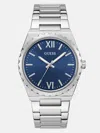 Guess Factory Silver-tone Blue Analog Watch In Multi
