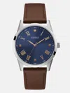 Guess Factory Silver-tone Leather Analog Watch In Black
