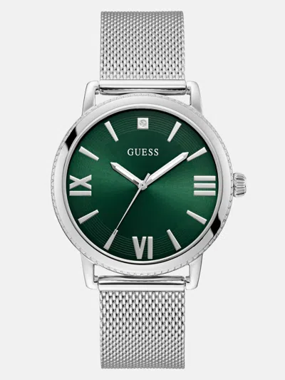Guess Factory Silver-tone Mesh Analog Watch