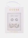 Guess Factory Silver-tone Studs & Huggie Earrings Box Set - 3 Pairs In Silver