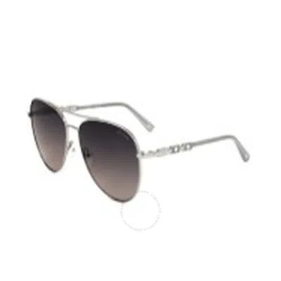 Guess Factory Smoke Gradient Pilot Ladies Sunglasses Gf6143 10b 59 In Brown