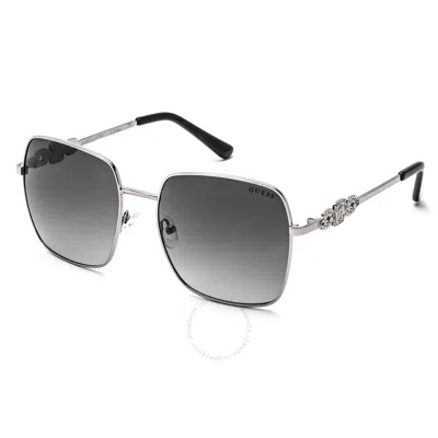 Guess Factory Smoke Gradient Rectangular Ladies Sunglasses Gf6115 10b 57 In Gray