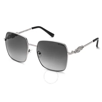 Guess Factory Smoke Gradient Rectangular Ladies Sunglasses Gf6115 10b 57 In Grey
