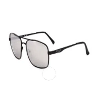 Guess Factory Smoke Mirror Navigator Men's Sunglasses Gf0211 01c 58 In Black