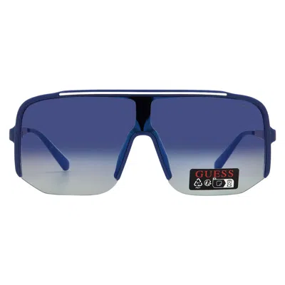 Guess Factory Smoke Mirror Shield Men's Sunglasses Go00054 90c 00 In Blue
