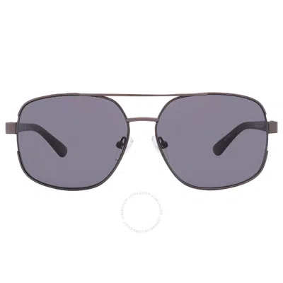 Guess Factory Smoke Rectangular Men's Sunglasses Gf0227 08a 59 In Gun Metal / Gunmetal