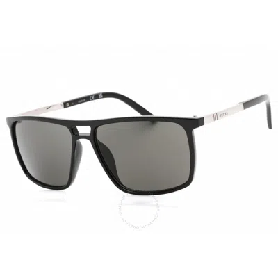 Guess Factory Smoke Rectangular Men's Sunglasses Gf0236 01a 59 In Black