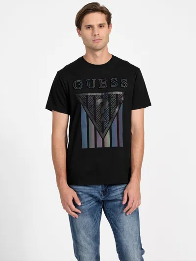 Guess Factory Solmo Iridescent Logo Tee In Black