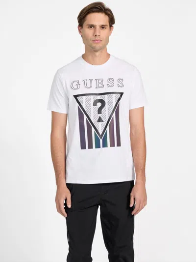 Guess Factory Solmo Iridescent Logo Tee In White