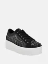 Guess Factory Sonly Rhinestone Platform Sneakers In Black