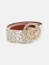 Guess Factory Sparkle Buckle Logo Belt In Multi