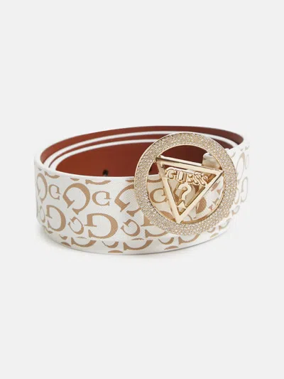 Guess Factory Sparkle Buckle Logo Belt In Multi