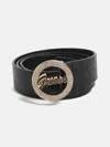 Guess Factory Sparkle Guess Script Belt In Black