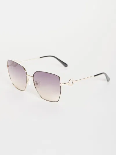 Guess Factory Square Geometric Metal Sunglasses In Purple