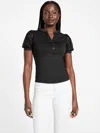Guess Factory Stacy Lace Sleeve Top In Black