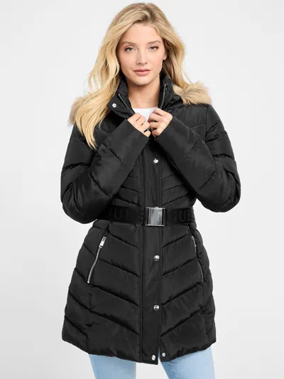Guess Factory Stevie Hooded Puffer Coat In Black