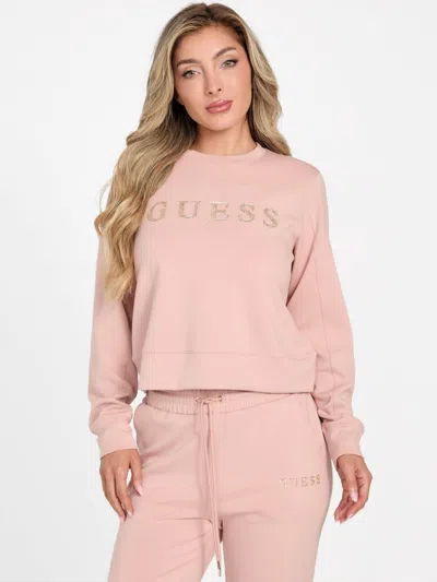 Guess Factory Sue Logo Crewneck Sweatshirt In Pink