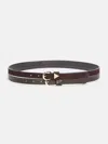 Guess Factory Suede And Logo Skinny Belt Set In Brown