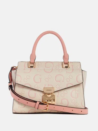 Guess Factory Sullerdale Faux-leather Satchel In Beige