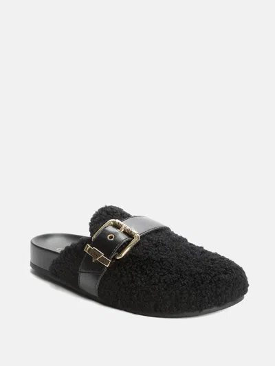 Guess Factory Sumly Faux-shearling Clogs In Black