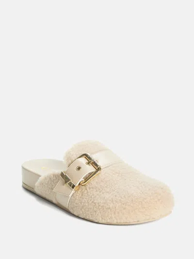 Guess Factory Sumly Faux-shearling Clogs In Neutral