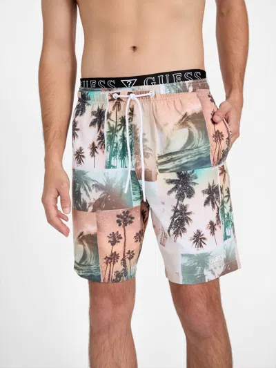 Guess Factory Tai Collage Volley Swim Shorts In Multi