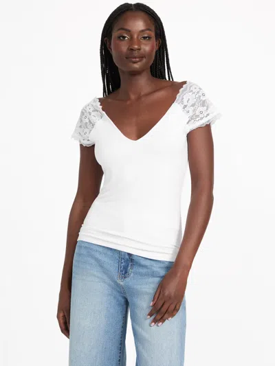 Guess Factory Tamaya Lace Top In White