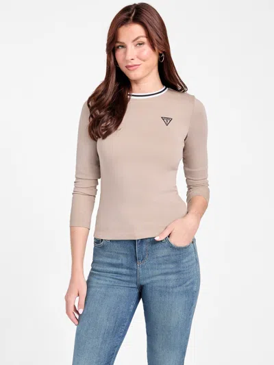 Guess Factory Teddy Crewneck Top In Beige