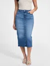 Guess Factory Tee Denim Midi Skirt In Multi