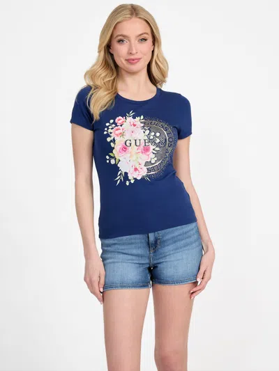 Guess Factory Telly Crewneck Tee In Blue