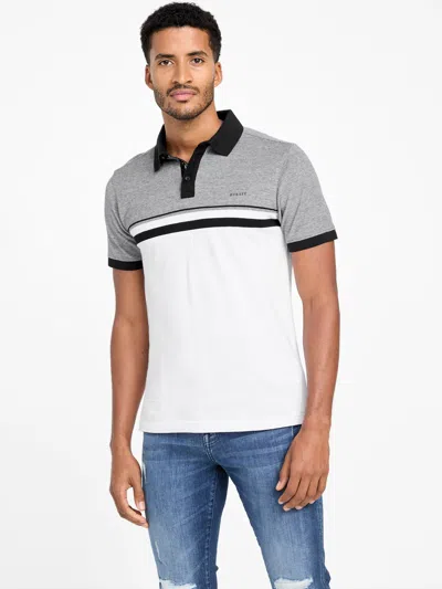 Guess Factory Teo Color-block Striped Polo In White