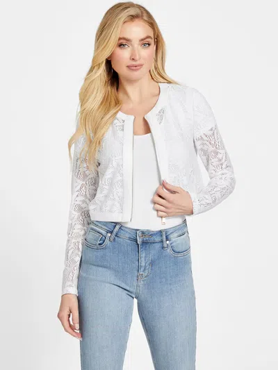 Guess Factory Terry Lace Jacket In White
